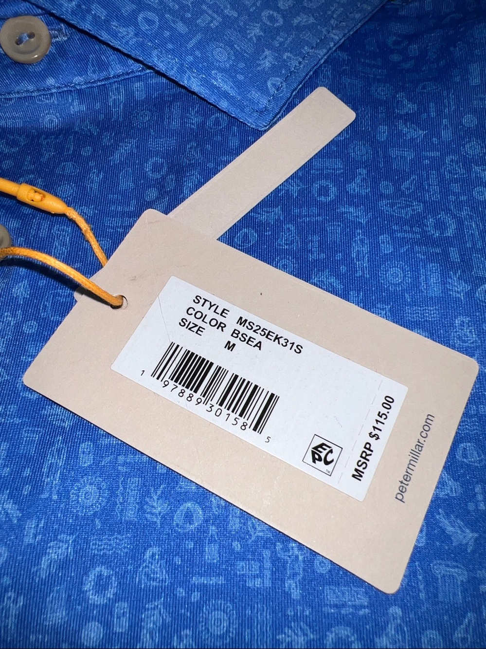 NWT Peter Millar Toga Party Performance Jersey Polo Shirt Blue Sea Medium - Picture 3 of 4